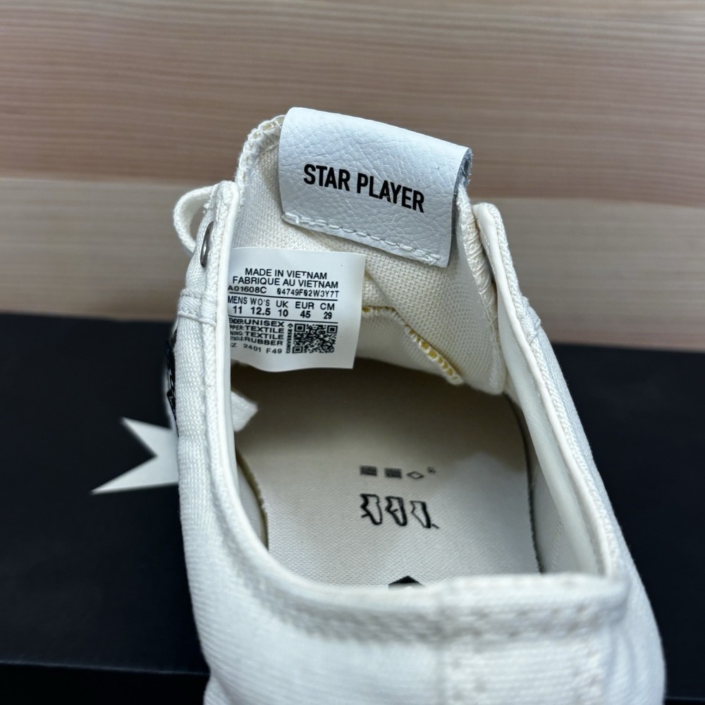 Converse Star Player 76 Low Canvas Shoes  Vtg White A01608C Men Sz 11 - Picture 6 of 9